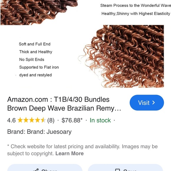 Ombre Brown Bundles 1B30 Curly Wave Bundles Ombre Two Tone 26 Inch Track Hair - Picture 7 of 10